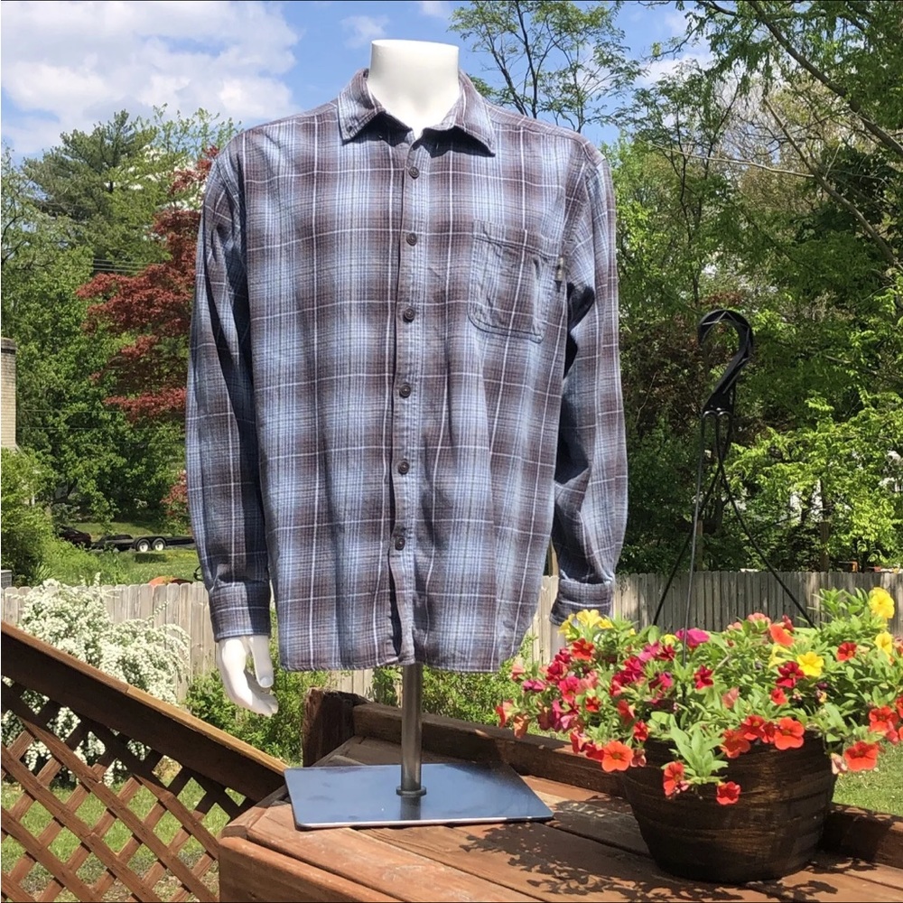 Wolverine Shirt Mens XXL Gray Blue Plaid Long Sleeve Button Up Flannel Outdooor